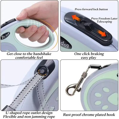 PetTribes Laisse chien rétractable 5m - Poignée ergo & frein instantané