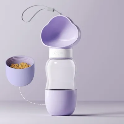 PetTribes Botella 2 en 1 para perros: agua y comida, portátil prueba fugas