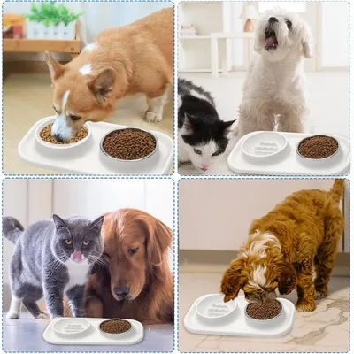 PetTribes Comederos mascotas silicona acero inoxidable - Soporte estable