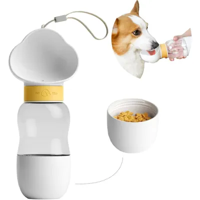 PetTribes Botella 2 en 1 para perros: agua y comida, portátil prueba fugas