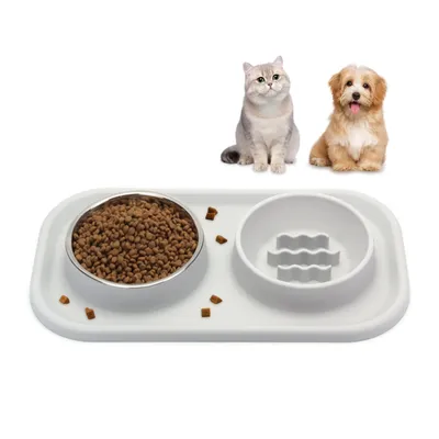 PetTribes Gamelles silicone+inox - Support stable pour animaux PetTribes Gamelles silicone+inox - Support stable pour animaux