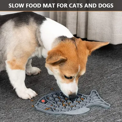 PetTribes Bol repas lent 100% silicone - Pour pets gloutons (Gris)