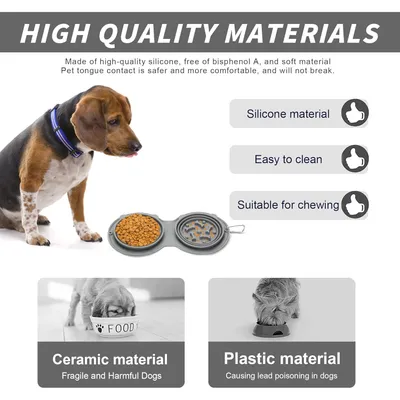 PetTribes Gamelle 2-en-1 pliable pour chien -  (Gris)