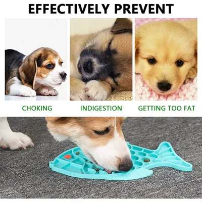 PetTribes Bol repas lent 100% silicone - Pour pets gloutons ( Bleu)