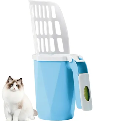 PetTribes Pelle à litière pour chat - Avec support de rangement