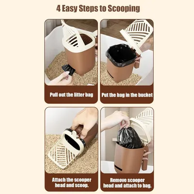 PetTribes Set nettoyage litière - Pelle & seau drainant mignon