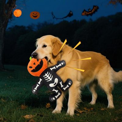PetTribes Jouet chien Halloween - Citrouille & squelette couineurs, solide