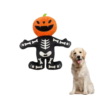 PetTribes Jouet chien Halloween - Citrouille & squelette couineurs, solide
