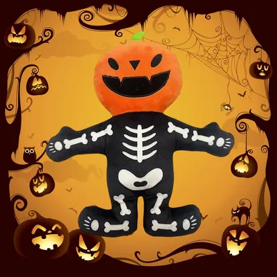 PetTribes Jouet chien Halloween - Citrouille & squelette couineurs, solide