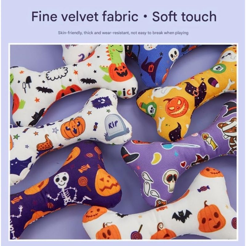 PetTribes Lot de 4 jouets Halloween pour chien - Peluche couineuse