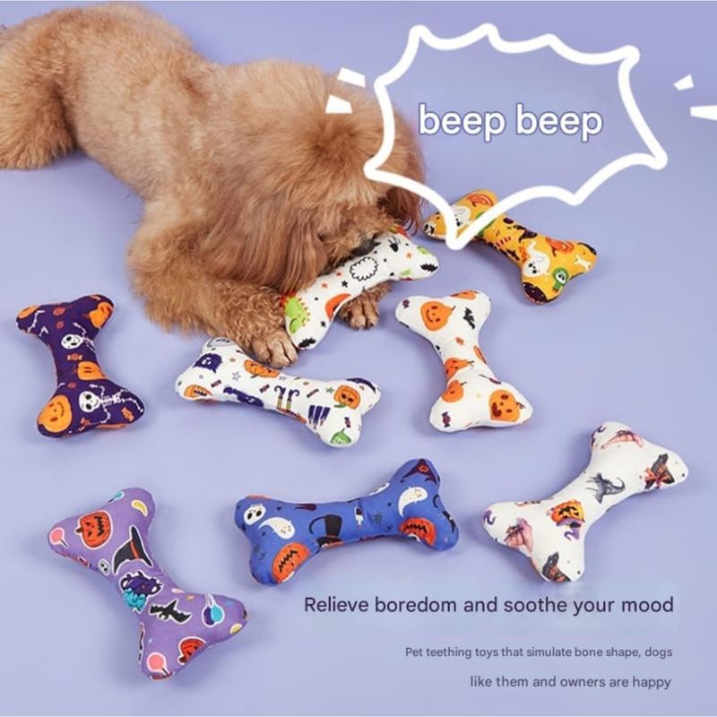 PetTribes Lot de 4 jouets Halloween pour chien - Peluche couineuse