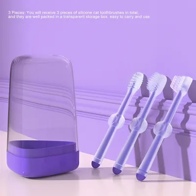 PetTribes Lot de 3 Brosses à Dents Souples pour Chat et Chien - Silicone