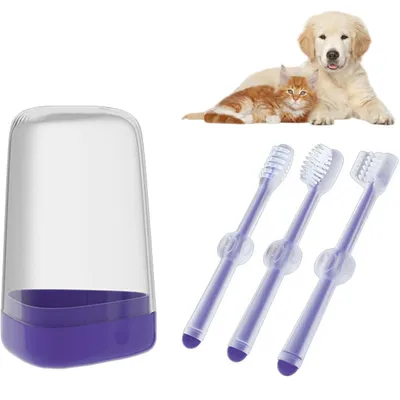 PetTribes Lot de 3 Brosses à Dents Souples pour Chat et Chien - Silicone