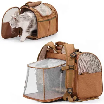 PetTribes Mochila pour pets avec poche et ventilation - Marron