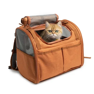 PetTribes Mochila pour pets avec poche et ventilation - Marron