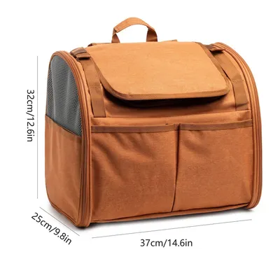 PetTribes Mochila pour pets avec poche et ventilation - Marron