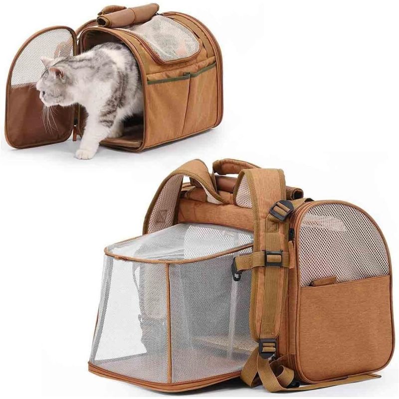 PetTribes Mochila pour pets avec poche et ventilation - Grey