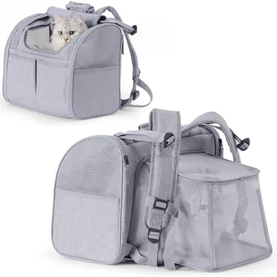 PetTribes Mochila pour pets avec poche et ventilation - Grey PetTribes Mochila pour pets avec poche et ventilation - Grey