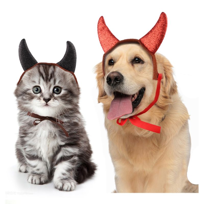 PetTribes Costume d'Halloween Diable pour Chien et Chat - Cornes Réglables