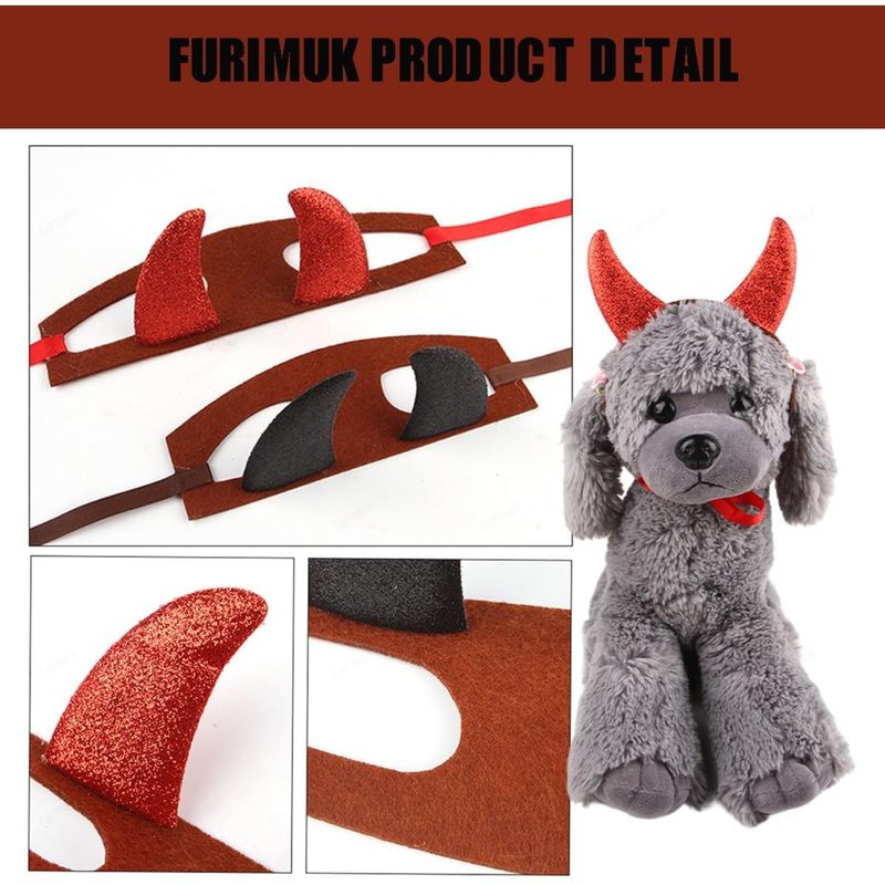 PetTribes Costume d'Halloween Diable pour Chien et Chat - Cornes Réglables