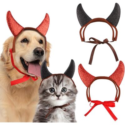 PetTribes Costume d'Halloween Diable pour Chien et Chat - Cornes Réglables
