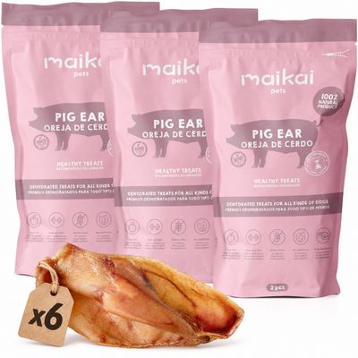 MAIKAI Oreilles de Porc pour Chien - Friandises à Mâcher 100% Naturels