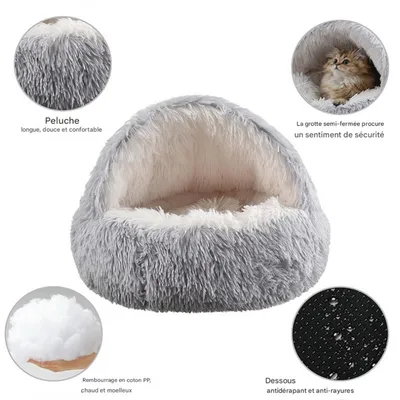 IntiMeg Lit rond en peluche pour chat