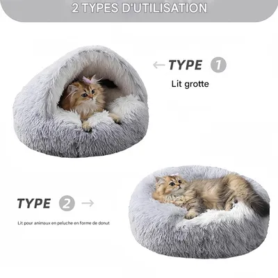 IntiMeg Lit rond en peluche pour chat