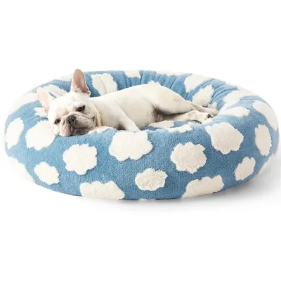 IntiMeg Panier rond pour chien et chat,nuages blancs IntiMeg Panier rond pour chien et chat,nuages blancs