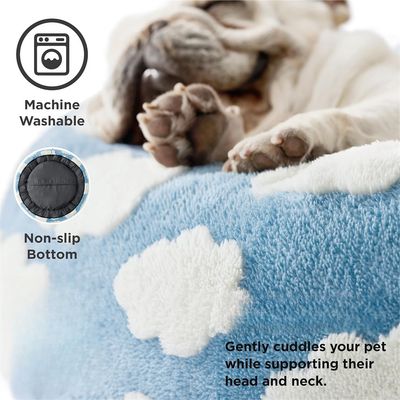 IntiMeg Rundes Hund- und Katzenbett, weiße Wolken