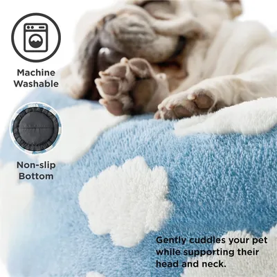 IntiMeg Panier rond pour chien et chat, nuages blancs