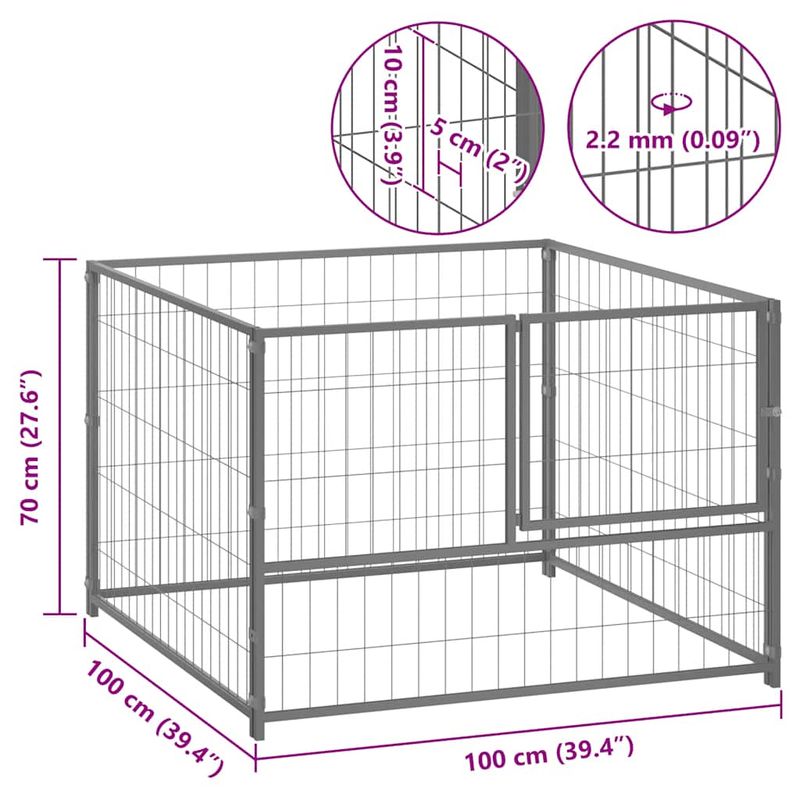 vidaXL chenil Acier