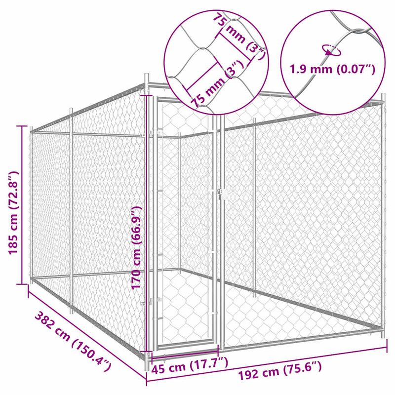 vidaXL chenil Acier