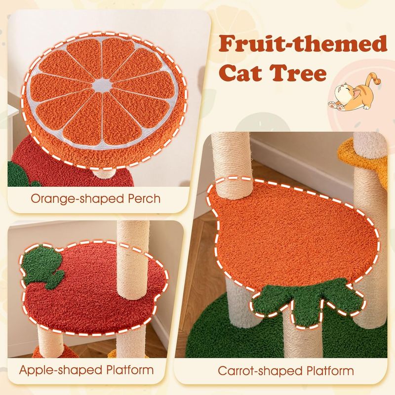GIANTEX Arbre à Chat Style Fruits avec Griffoirs en Sisal
