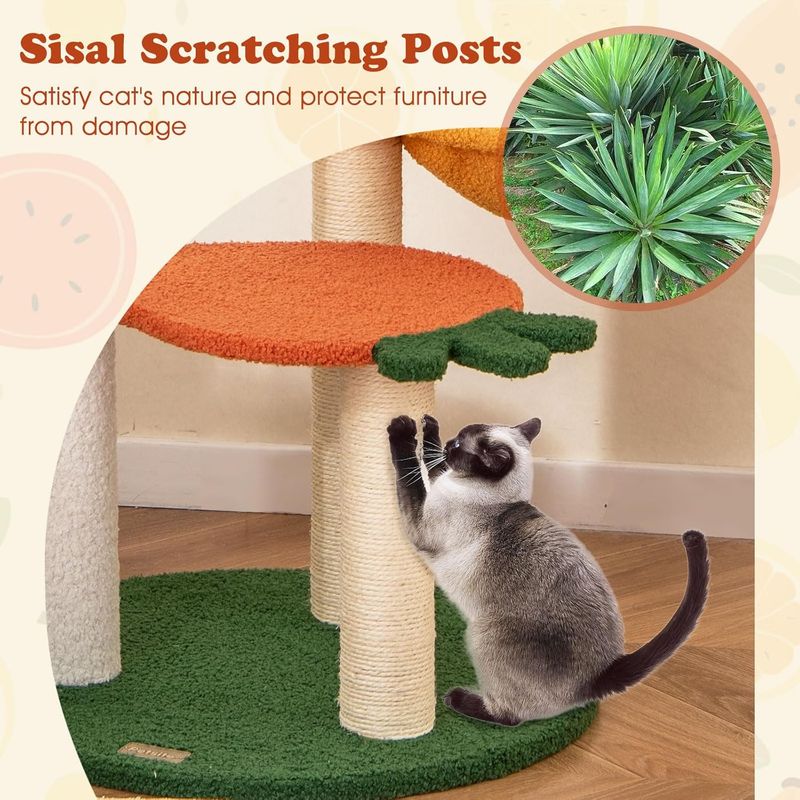GIANTEX Arbre à Chat Style Fruits avec Griffoirs en Sisal