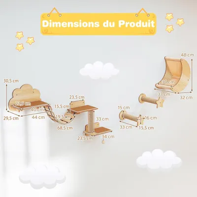 GIANTEX Arbre à Chat Mural avec Hamac et Griffoirs