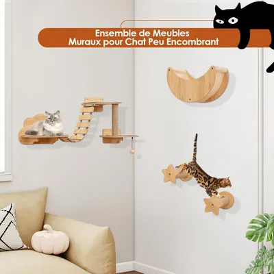 GIANTEX Arbre à Chat Mural avec Hamac et Griffoirs