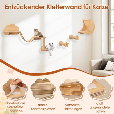 GIANTEX Wand-Kratzbaum Mit Hängematte Und Kratzflächen GIANTEX Wand-Kratzbaum Mit Hängematte Und Kratzflächen