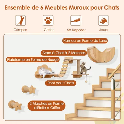 GIANTEX Arbre à Chat Mural avec Hamac et Griffoirs