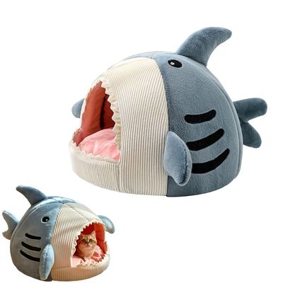 Zoomtopia Niche pour chat en forme de requin avec coussin épais