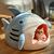 Zoomtopia Niche pour chat en forme de requin avec coussin épais