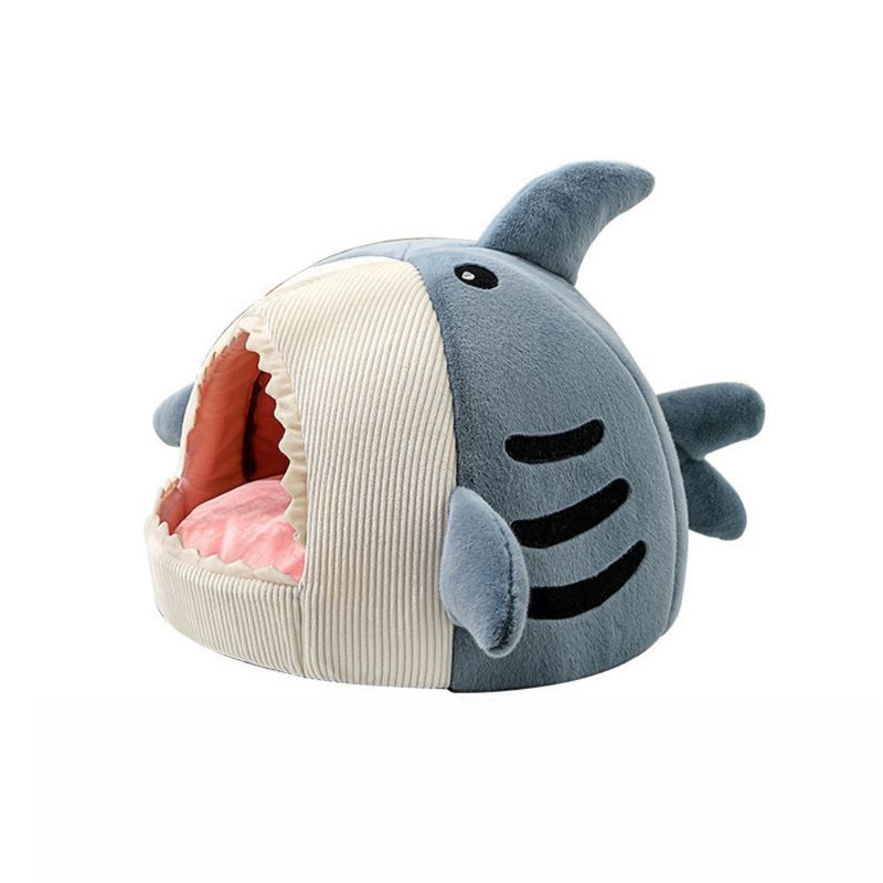 Zoomtopia Niche pour chat en forme de requin avec coussin épais