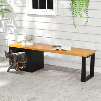 GIANTEX Banc de Jardin Extérieur 3 Personnes avec Grotte Chat