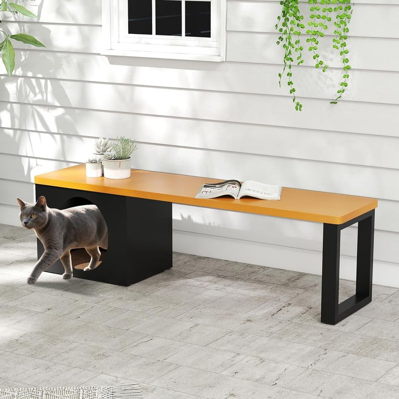 GIANTEX Banc de Jardin Extérieur 3 Personnes avec Grotte Chat