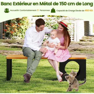 GIANTEX Banc de Jardin Extérieur 3 Personnes avec Grotte Chat