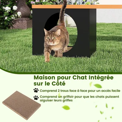 GIANTEX Banc de Jardin Extérieur 3 Personnes avec Grotte Chat