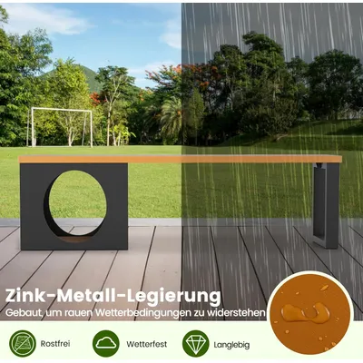 GIANTEX Gartenbank Mit Katzenhaus,3-Sitzer,Verstellbare Füße,150x38x44,5 cm GIANTEX Gartenbank Mit Katzenhaus,3-Sitzer,Verstellbare Füße,150x38x44,5 cm