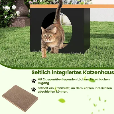 GIANTEX Gartenbank Mit Katzenhaus,3-Sitzer,Verstellbare Füße,150x38x44,5 cm GIANTEX Gartenbank Mit Katzenhaus,3-Sitzer,Verstellbare Füße,150x38x44,5 cm