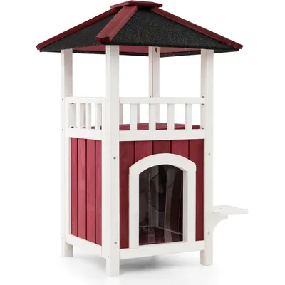 GIANTEX Niche en Bois à 2 étages pour Chat d'Extérieur