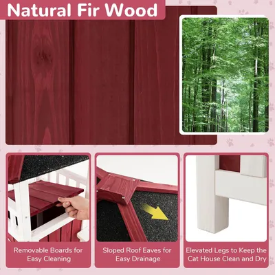 GIANTEX Niche en Bois à 2 étages pour Chat d'Extérieur